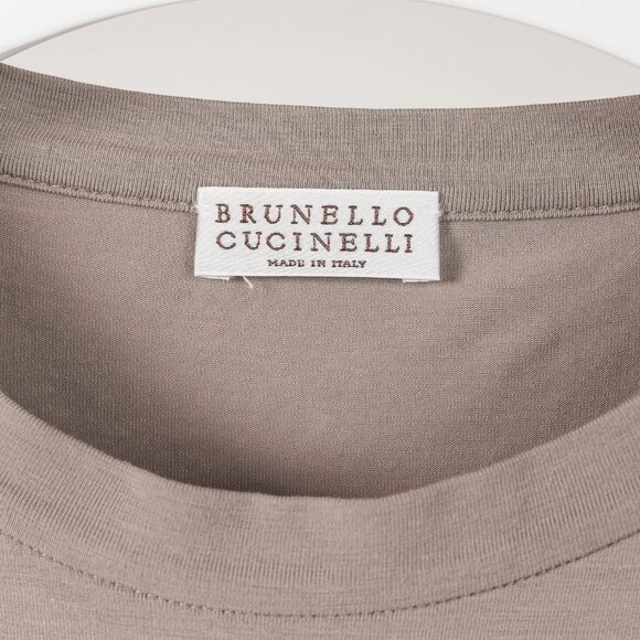 Brunello Cucinelli SS/16 Taupe Cotton Jersey Monili-Bead T-Shirt - Picture 7 of 10